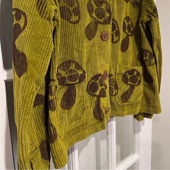 Big Bud Press Mushroom Paint Stamp Sailor Corduroy Cropped Jacket Size Medium - Picture 7 of 14